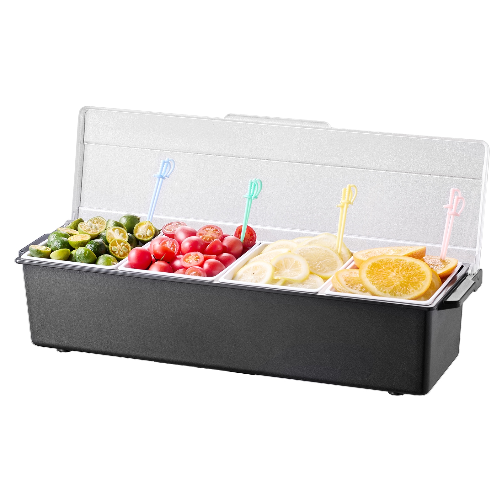 Chilled Condiment Server With Lid 4 Compartment Cold Serving Tray_voghion.com